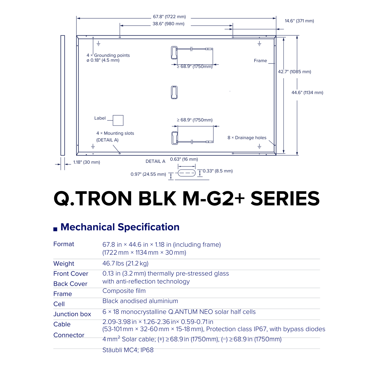 Q cells Q.TRON-BLK-M-G2PLUS-425 Mono Solar Modules Specs