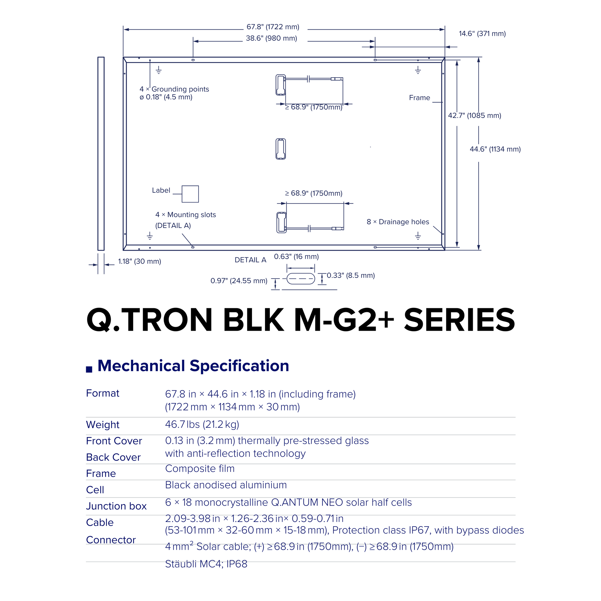 Q cells Q.TRON-BLK-M-G2PLUS-425 Mono Solar Modules Specs