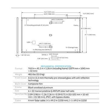 Qcell Solar Modules Q.PEAK-DUO-BLK-ML-G10PLUS-405 Specs