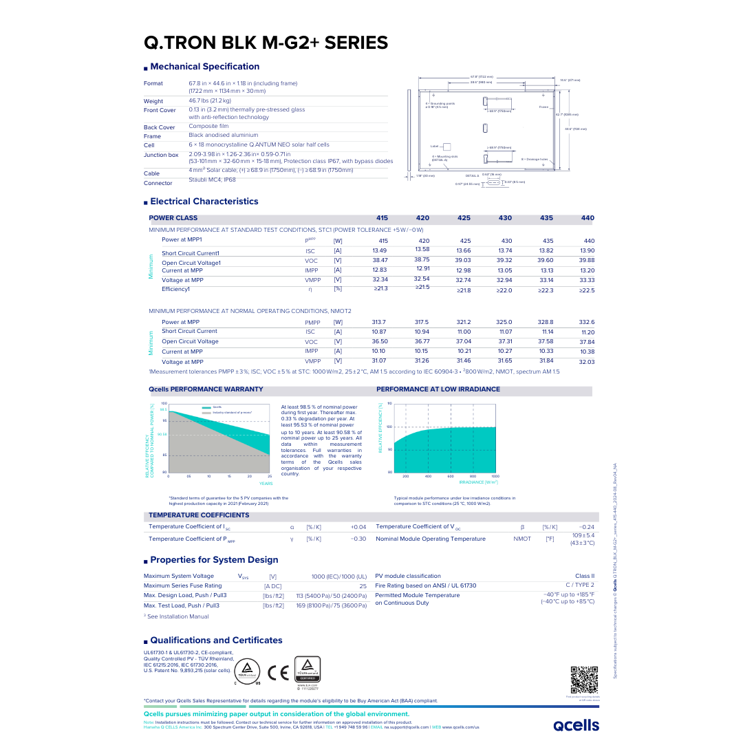 Q.TRON-BLK-M-G2PLUS-435 all black solar panels​