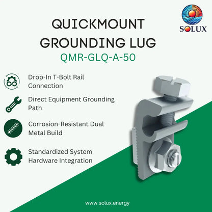 Quick Mount Grounding lug, QRail, AL, w/T-Bolt