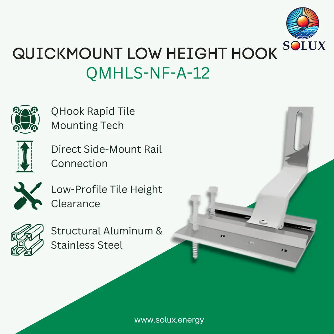 Quick Mount QMHLS-NF-A-12 Quick Hook Low Height Hook (No Flashing), Mill