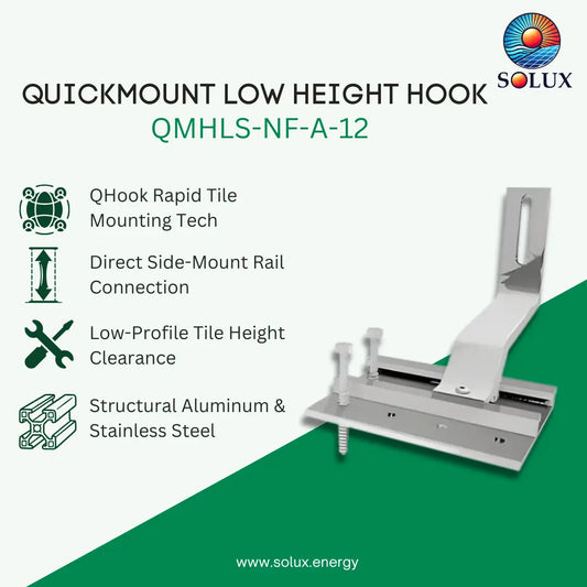 Quick Mount QMHLS-NF-A-12 Quick Hook Low Height Hook (No Flashing), Mill