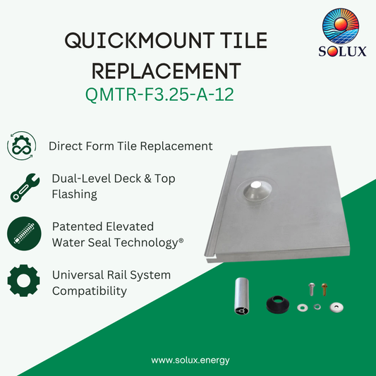 Quick Mount QMTR-F3.25-A-12 Tile Replacement, Flat Tile, 3-1/4" Post, Mill (Minimum Purchase: 10 units)