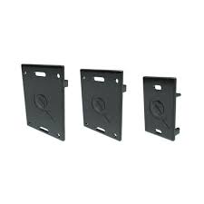 Product image of the QMR-CPL-B-50 roof rail end cap (End Cap Light, Black), featuring three black plastic end caps in varying sizes (Heavy, Standard, and Light) with embossed "Q" logos, designed to seal the open ends of the QRail mounting system.