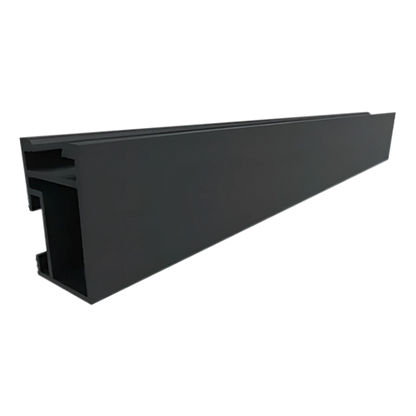 Product image of QRAIL Profile drawing of a black-anodized PV rail with 1.567" x 1.056" dimensions and 0.50 lb/ft weight.