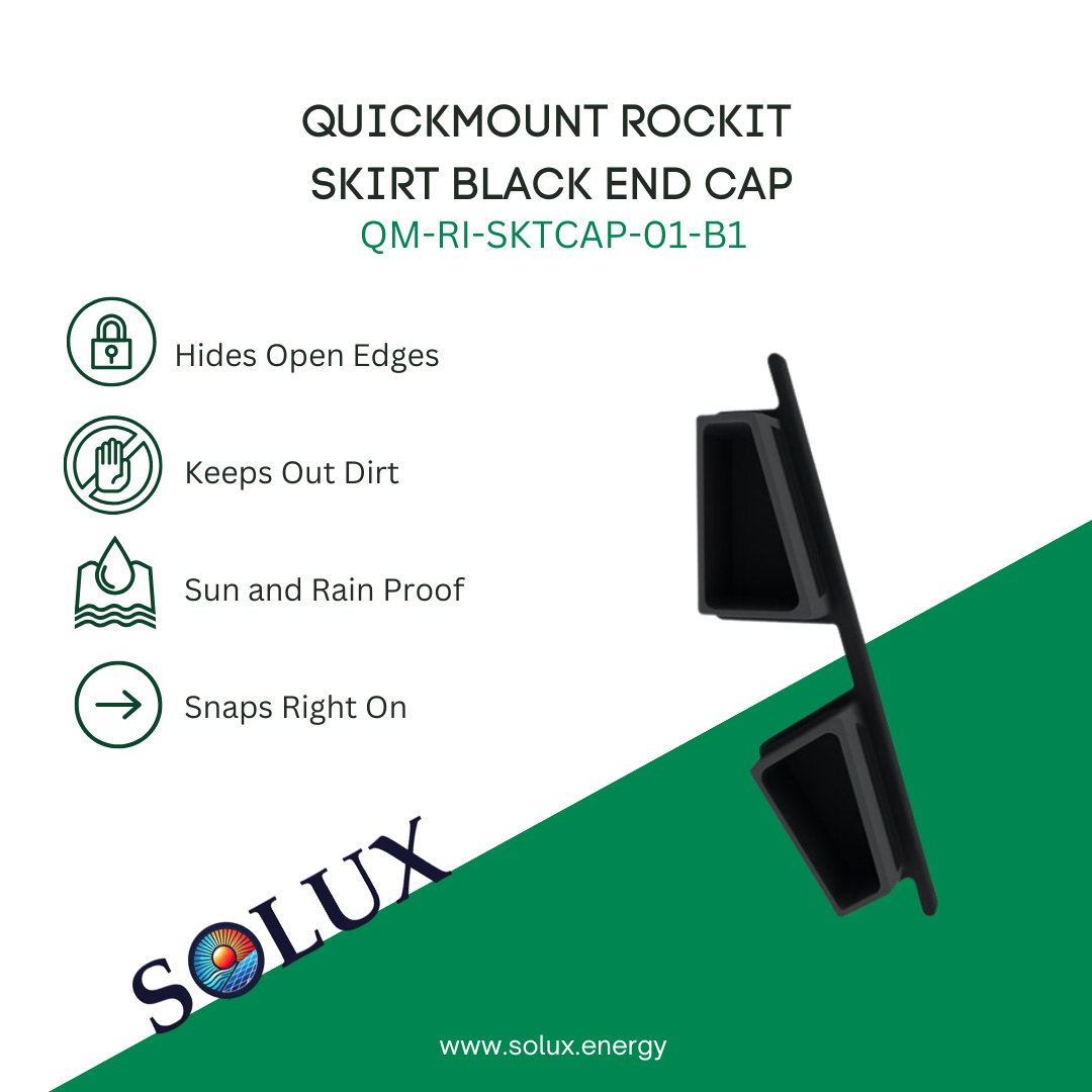 This is an image of QuickMount RockIt Roof Skirt Black End Cap