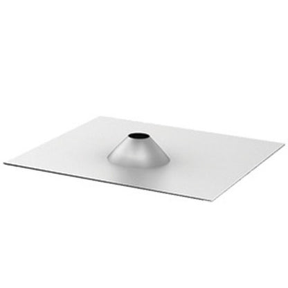 Product Image of QMC-F9X9-A-1  a aluminum flashing with a central round hole on a white background