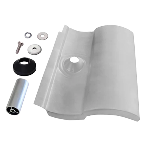 Product Image of QuickMount S tile falshing component with various nut parts on a white background