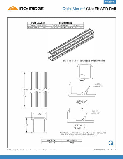 QM-CF-SD-171M-US ClickFit STD Rail