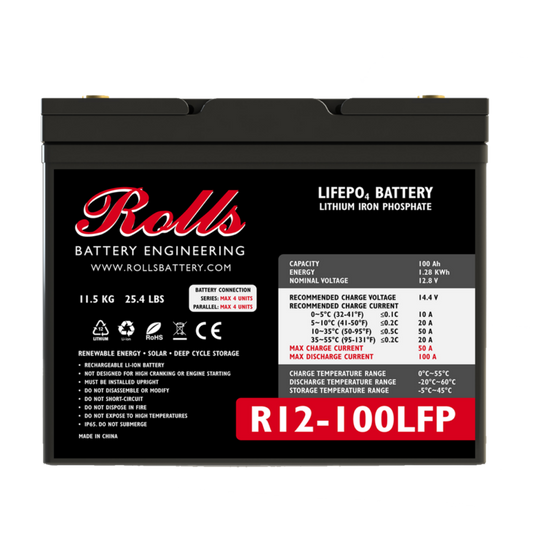 Rolls Surrette R12-100LFP 12 VDC 100Ah Lithium Battery