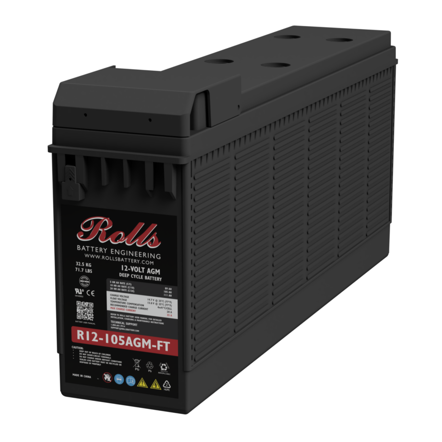 Rolls Surrette R12-105AGM-FT 12VDC 111 Ah  AGM Battery