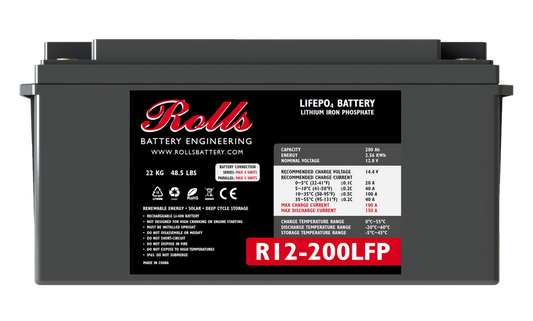 Rolls Surrette R12-200LFP 12 VDC 200Ah Lithium Battery