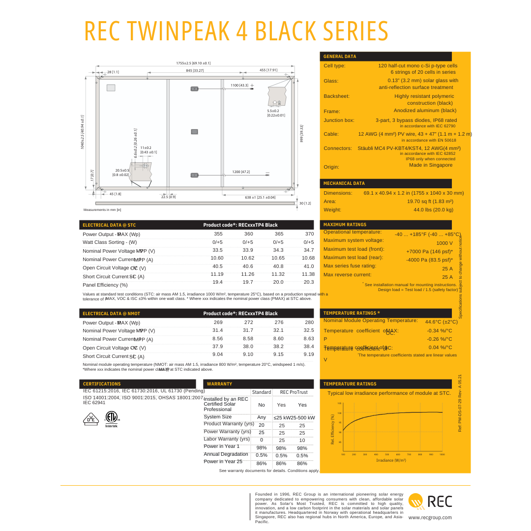 REC375TP2SM72-PALLET rec solar panels for sale