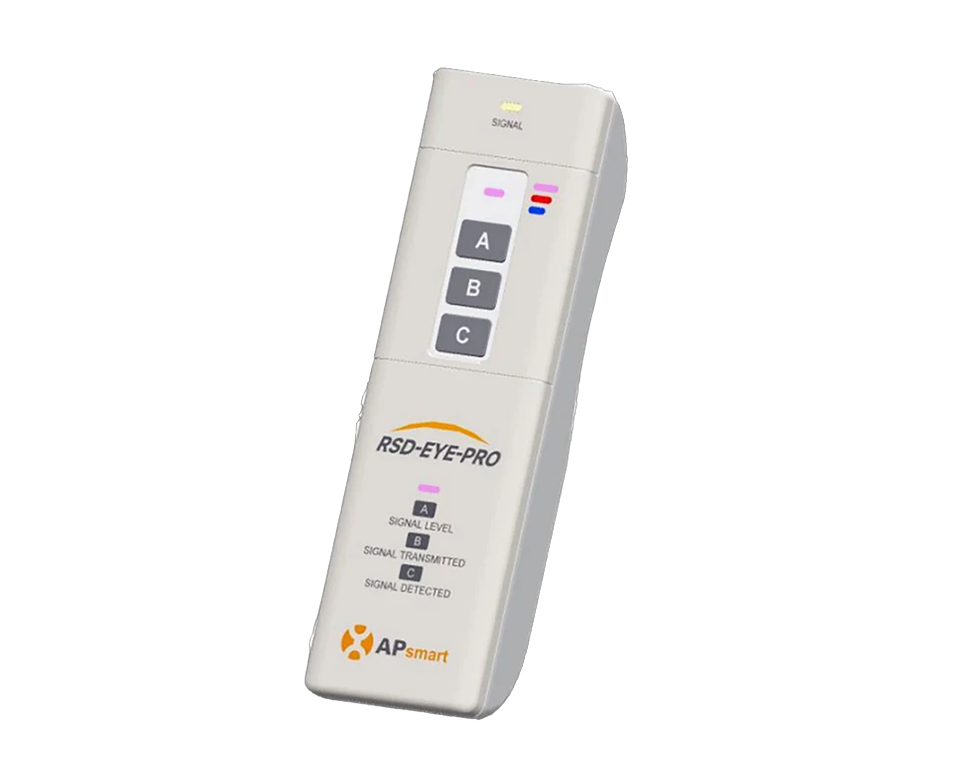 A handheld smart signal detector device labeled 'RSD-EYE-PRO' and 'AP smart' in orange and black text, shown on a plain white background.