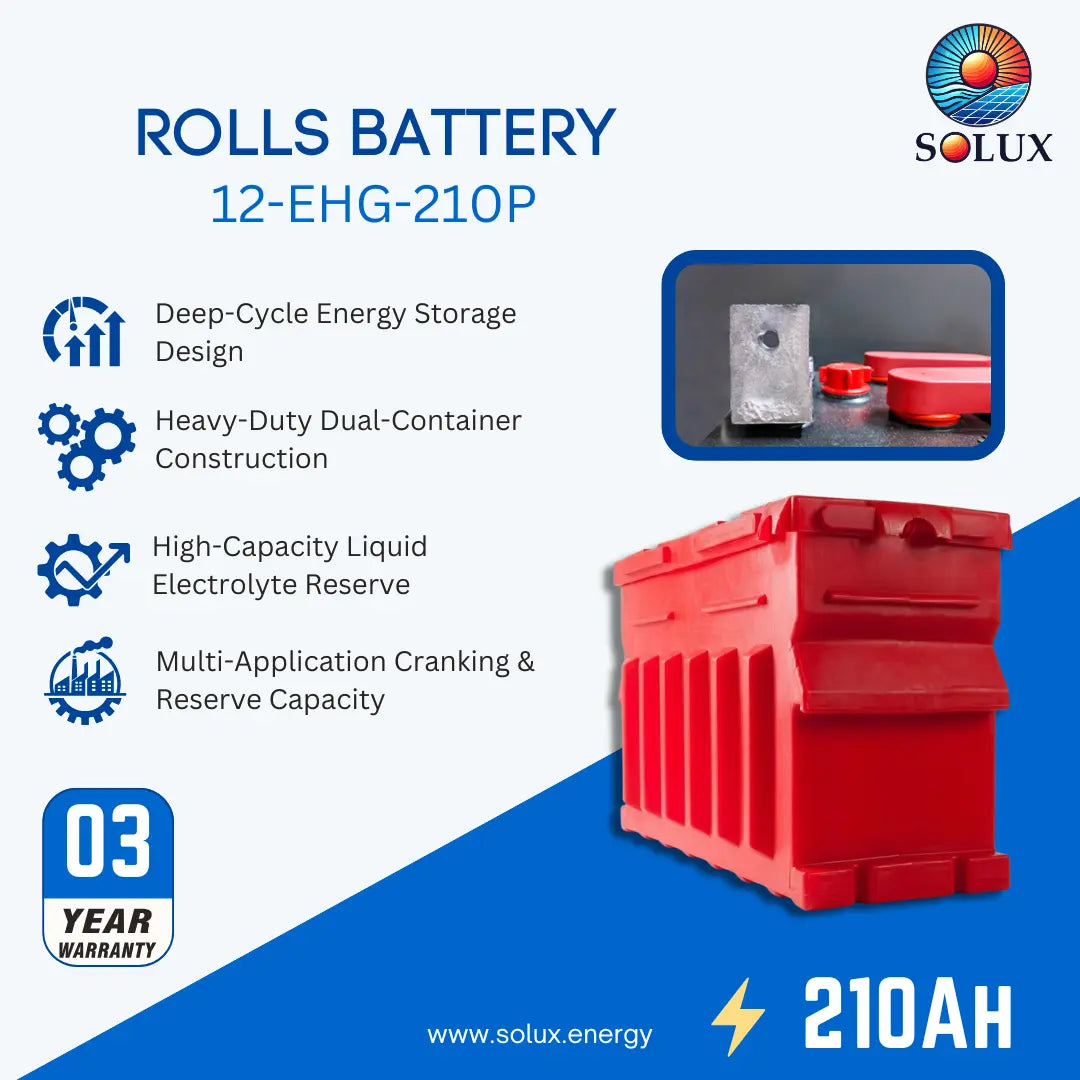 Rolls Surrette 12-EHG-210P 12VDC 210Ah Deep Cycle Battery