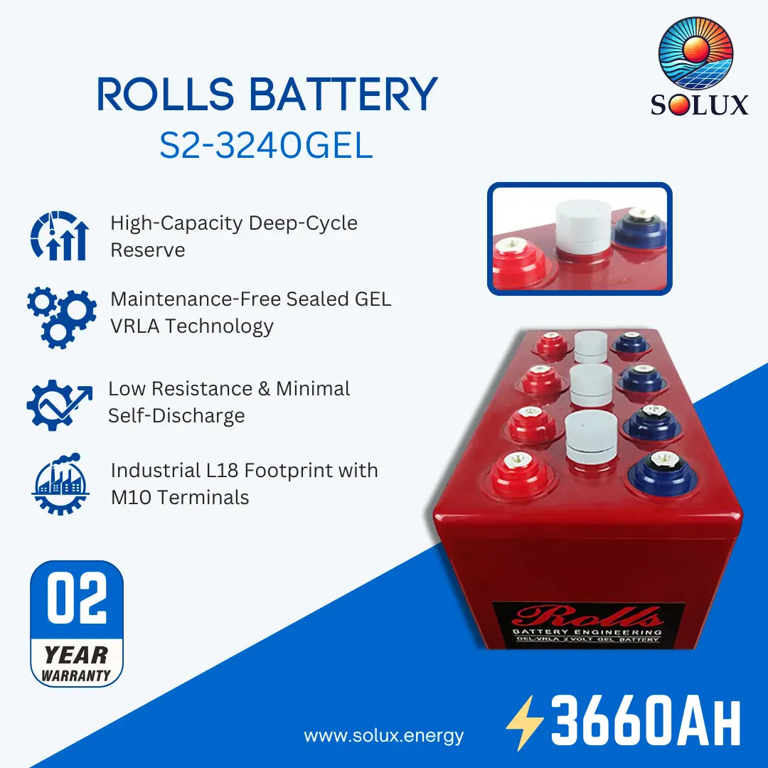 Rolls Surrette S2-3240GEL 2VDC 3660Ah Deep Cycle GEL Battery