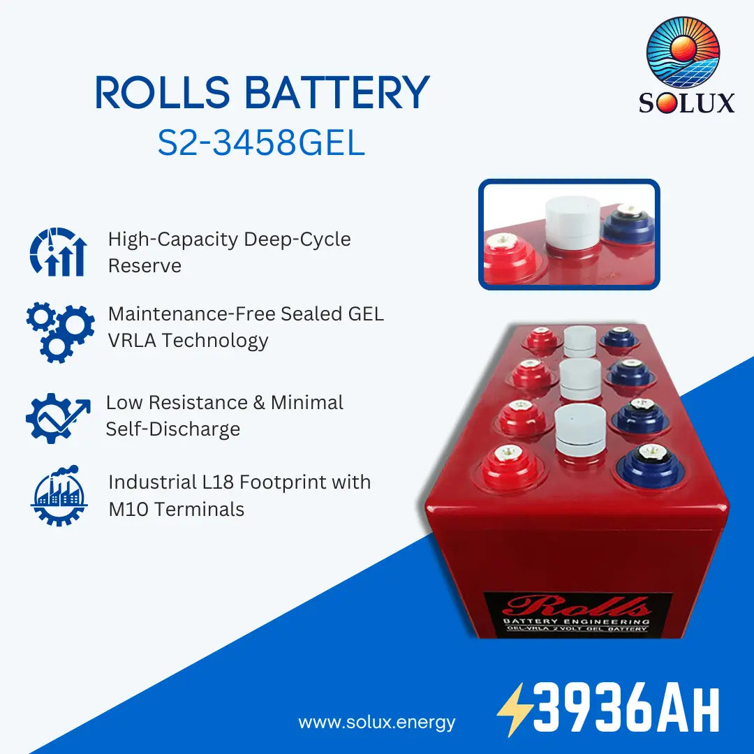 Rolls Surrette S2-3458GEL 2VDC 3936Ah Deep Cycle GEL Battery