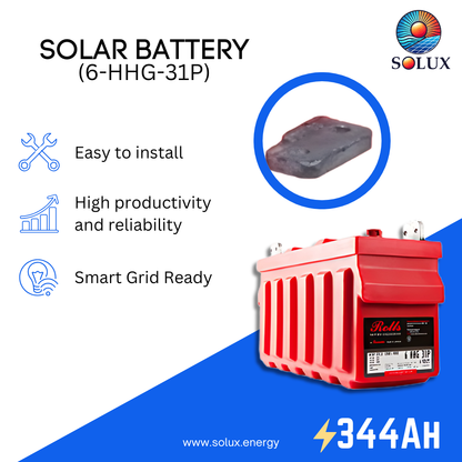 This is an image of Rolls Surrette 6-HHG-31P 6V 344Ah Flooded Cell Deep Cycle Battery