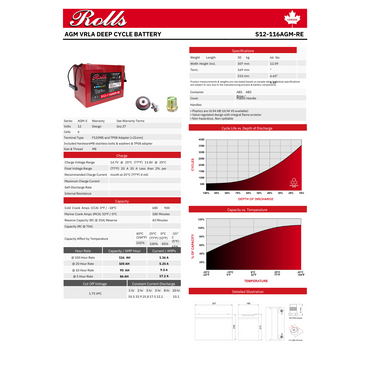 S12-116AGM agm deep cycle 12v battery 
