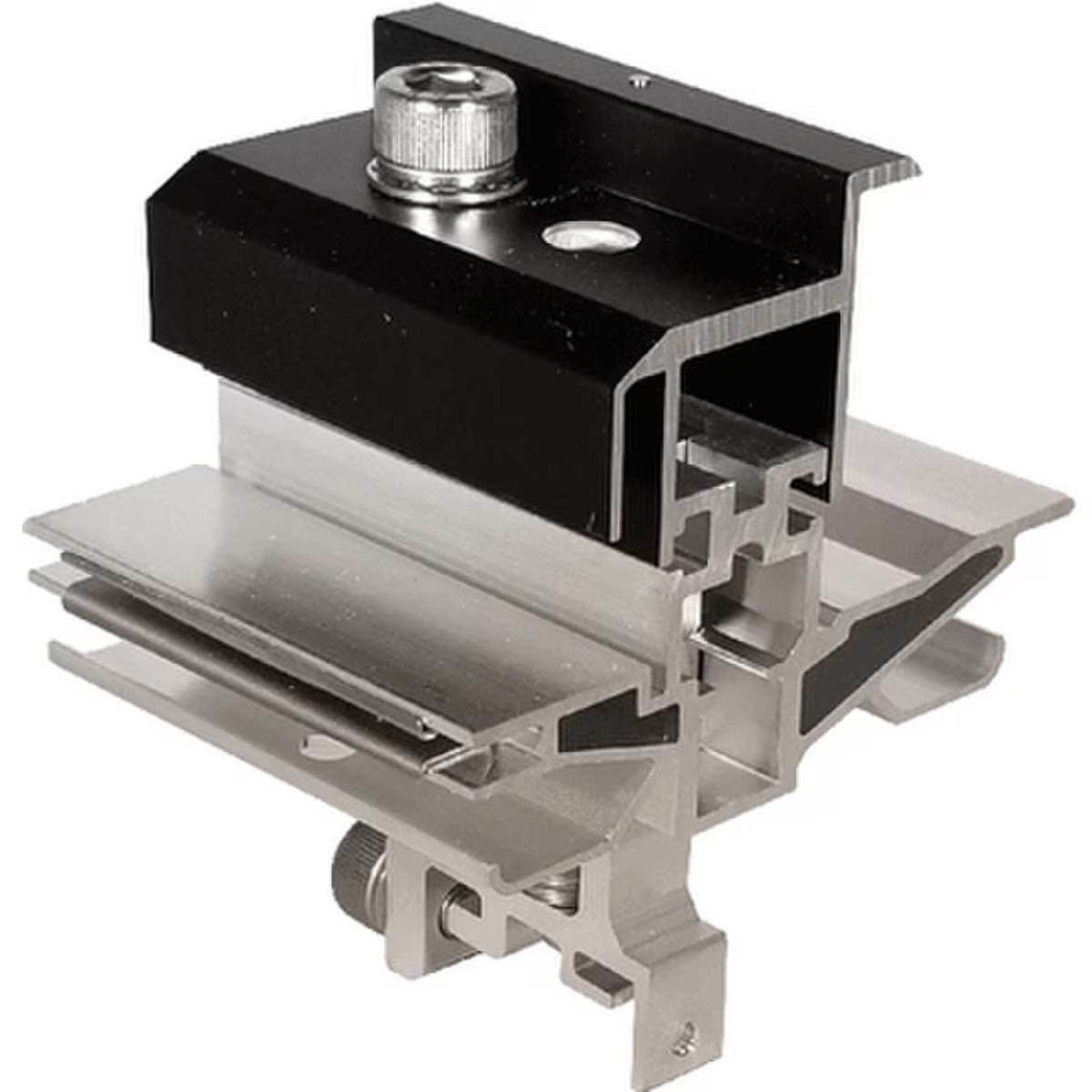 Roof Tech RT-RT3-01-UE-30 A metallic component with black and silver parts on a white background