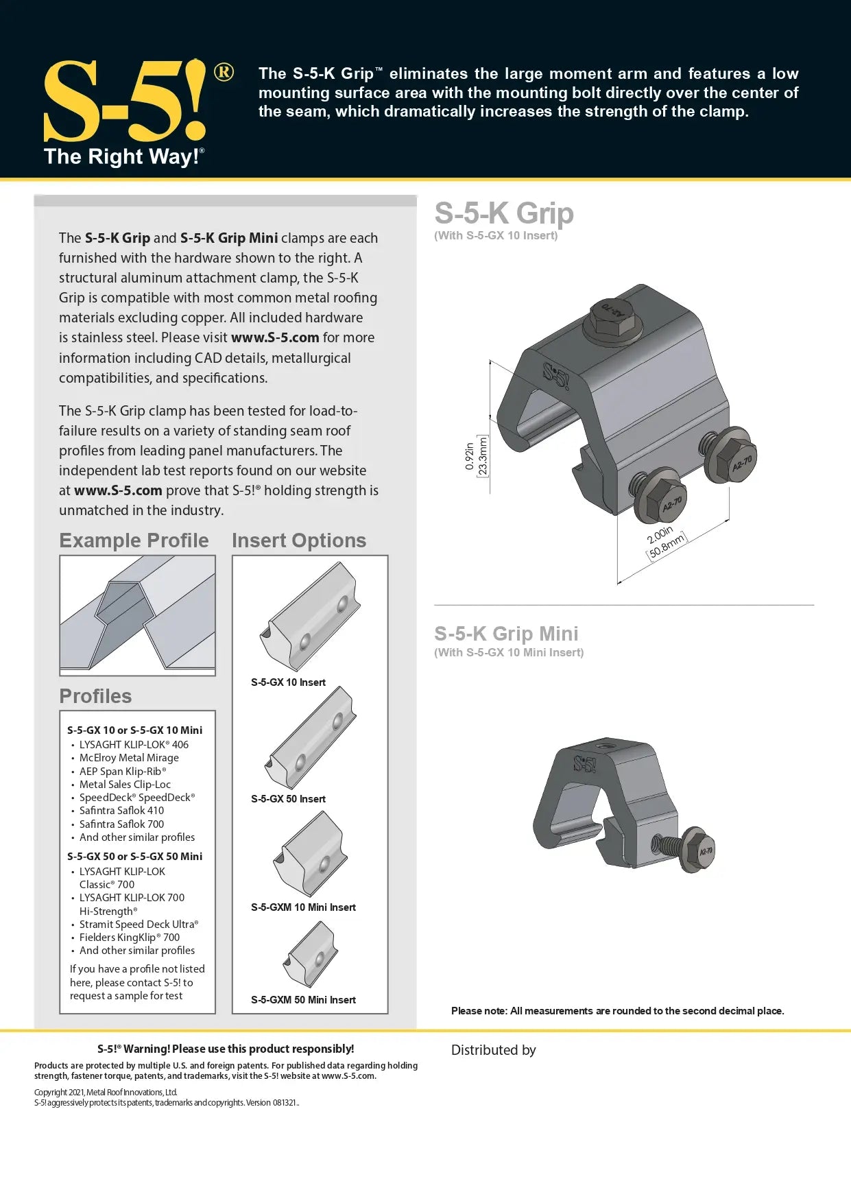 S5-K-Grip metal roof clamp