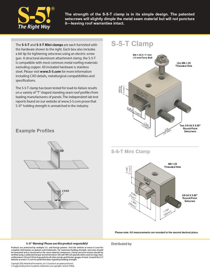 S5-T-MINI t shape seam profile