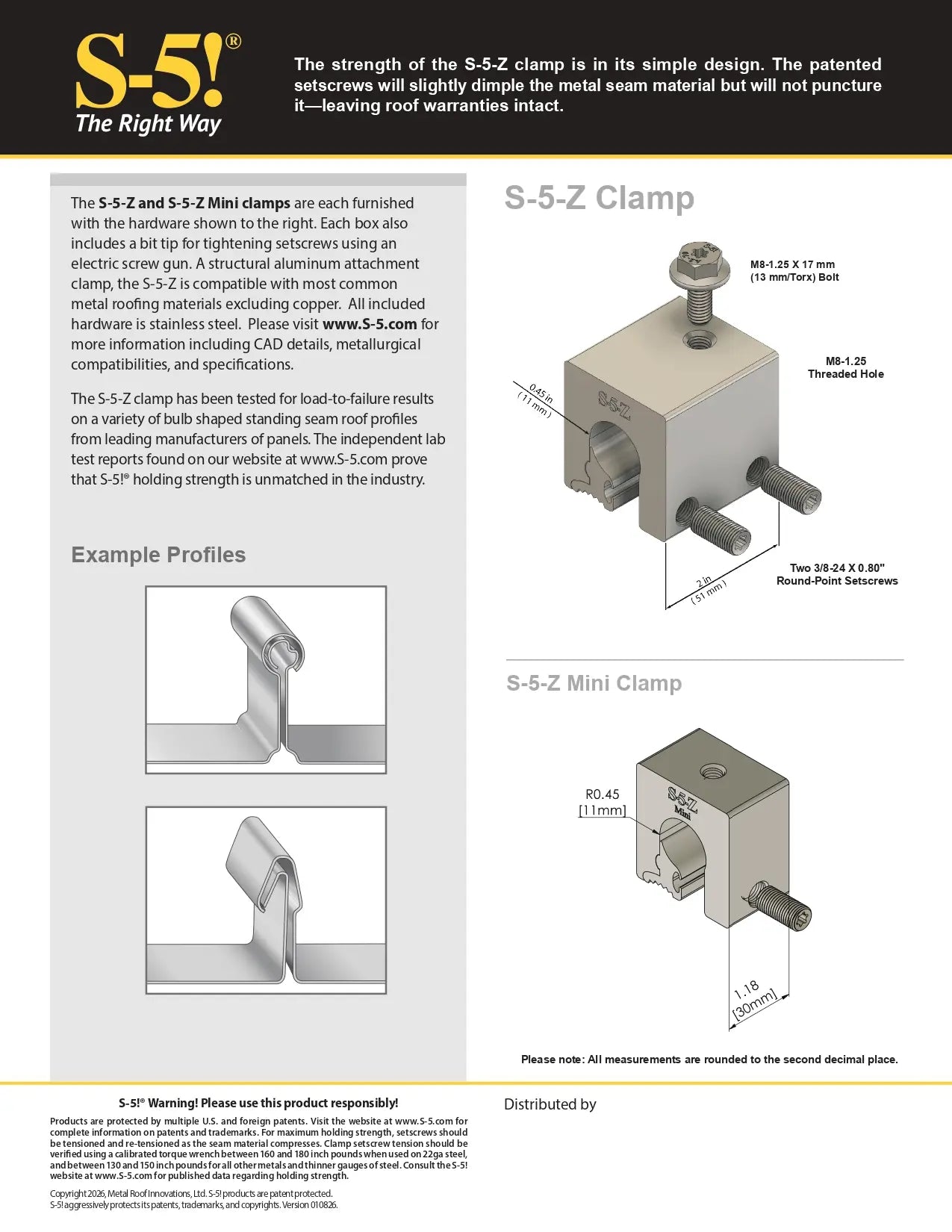 Channel s High5 5’4” S-5! S-5-ZH Mini Seam Clamp - LOW Prices, Fast Shipping | Rapid