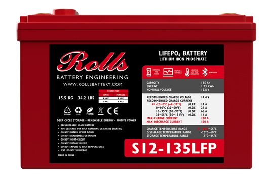 Rolls Surrette S12-135LFP 12VDC 135Ah Lithium Battery