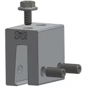 Gray metal clamp with screws on a black background