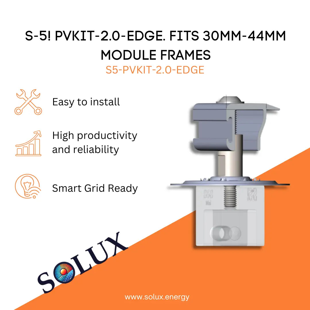 This is an image of S5 PVKIT-2.0-EDGE Edge Clamp  Fits 30mm-44mm module frames