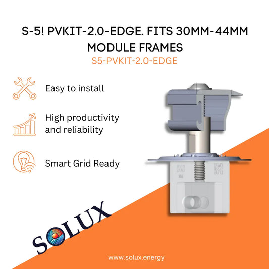 This is an image of S5 PVKIT-2.0-EDGE Edge Clamp  Fits 30mm-44mm module frames