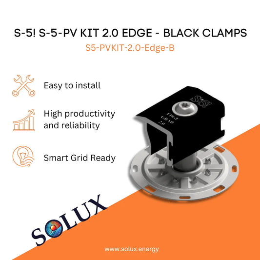 This is an image of S5 S-5-PV Kit 2.0  Edge Black Clamp (Sold separately)