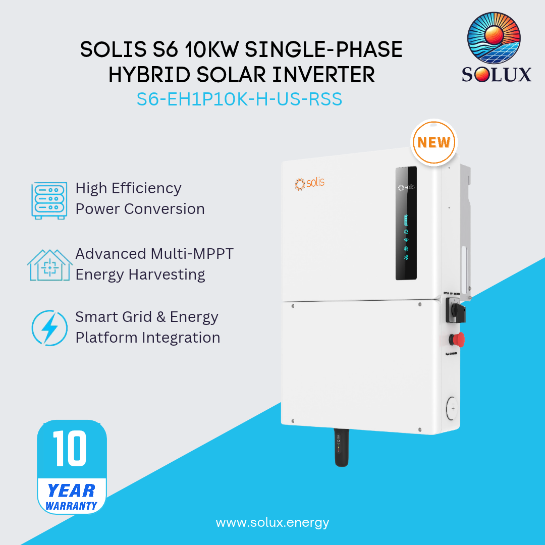 Solis S6 10kW Single-Phase Hybrid Solar Inverter, 3 MPPT, Tigo RSS Transmitter – S6-EH1P10K-H-US-RSS
