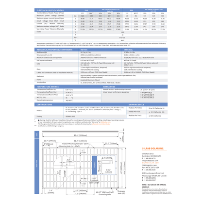 SIL-520-XM Monocrystalline Solar Module Specs