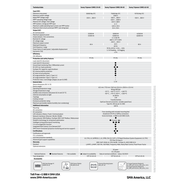 Inverter commercial STP-50-US-41 Specs