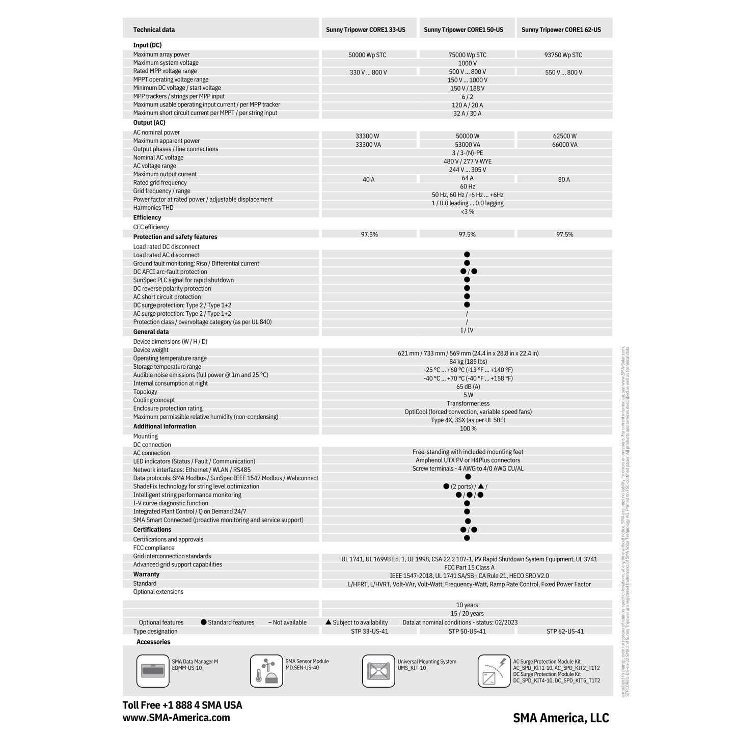 STP-62-US-41 Commercial solar inverter specs