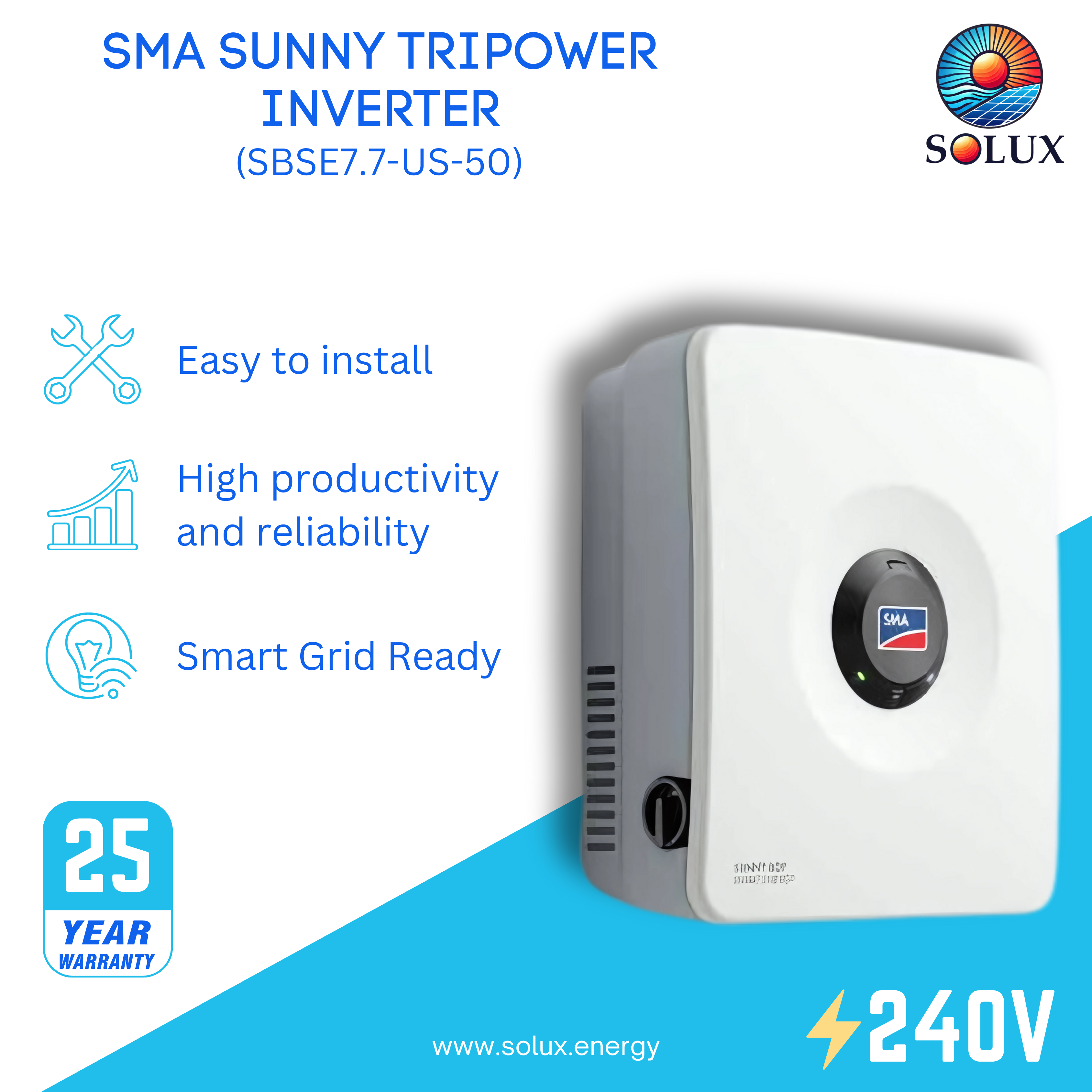 Enjoy uninterrupted power and increased energy independence with the sma sunny boy smart energy 7.7kw hybrid inverter.