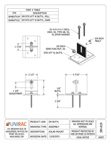 UNI-004BUTYLM-US butyl seals