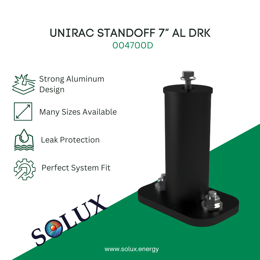 This is an image of Unirac standoff 7 inches aluminum in dark finish