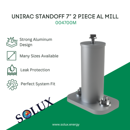 This is an image of Unirac standoff 7 inches aluminum mill finish