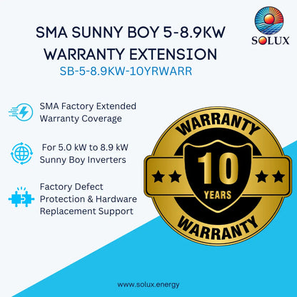 SMA SB-5-8.9KW-10YRWARR Sunny Boy 5-8.9KW 10 Year Standard Warranty