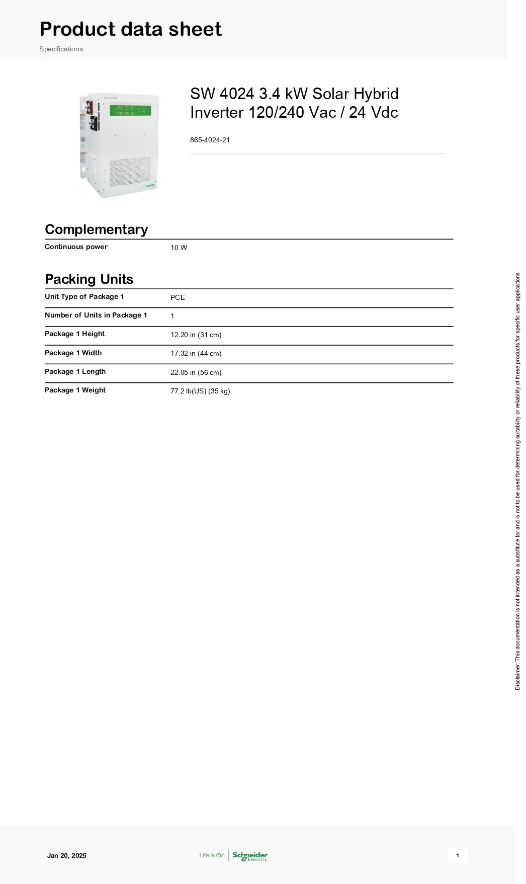865-4024-21 schneider electric inverter