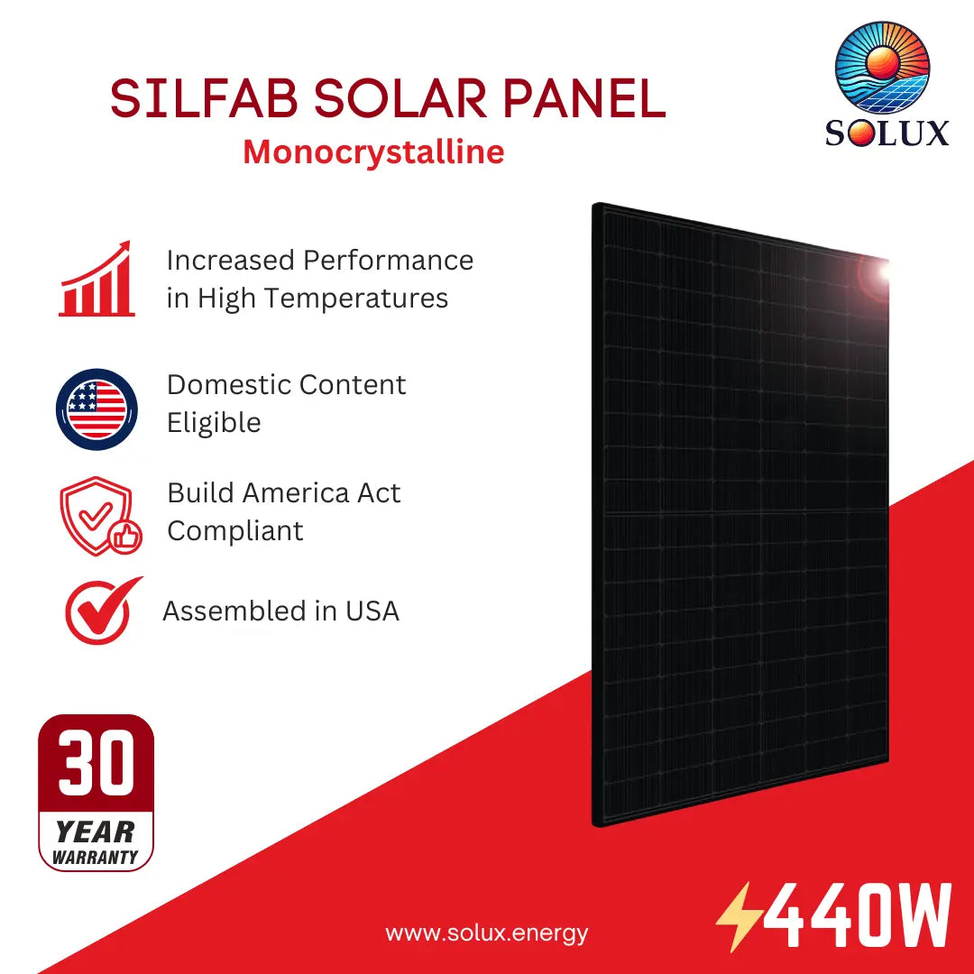 This is an image of Silfab SIL-440-QD-DCA2 440W Monocrystalline Solar Panel