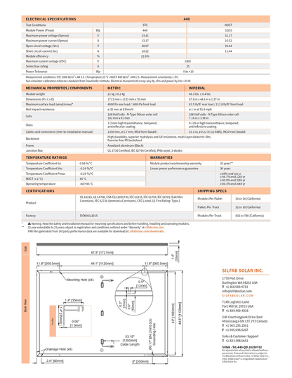 Technical specifications sheet of _SIL-440-QD with diagrams and text on a white background