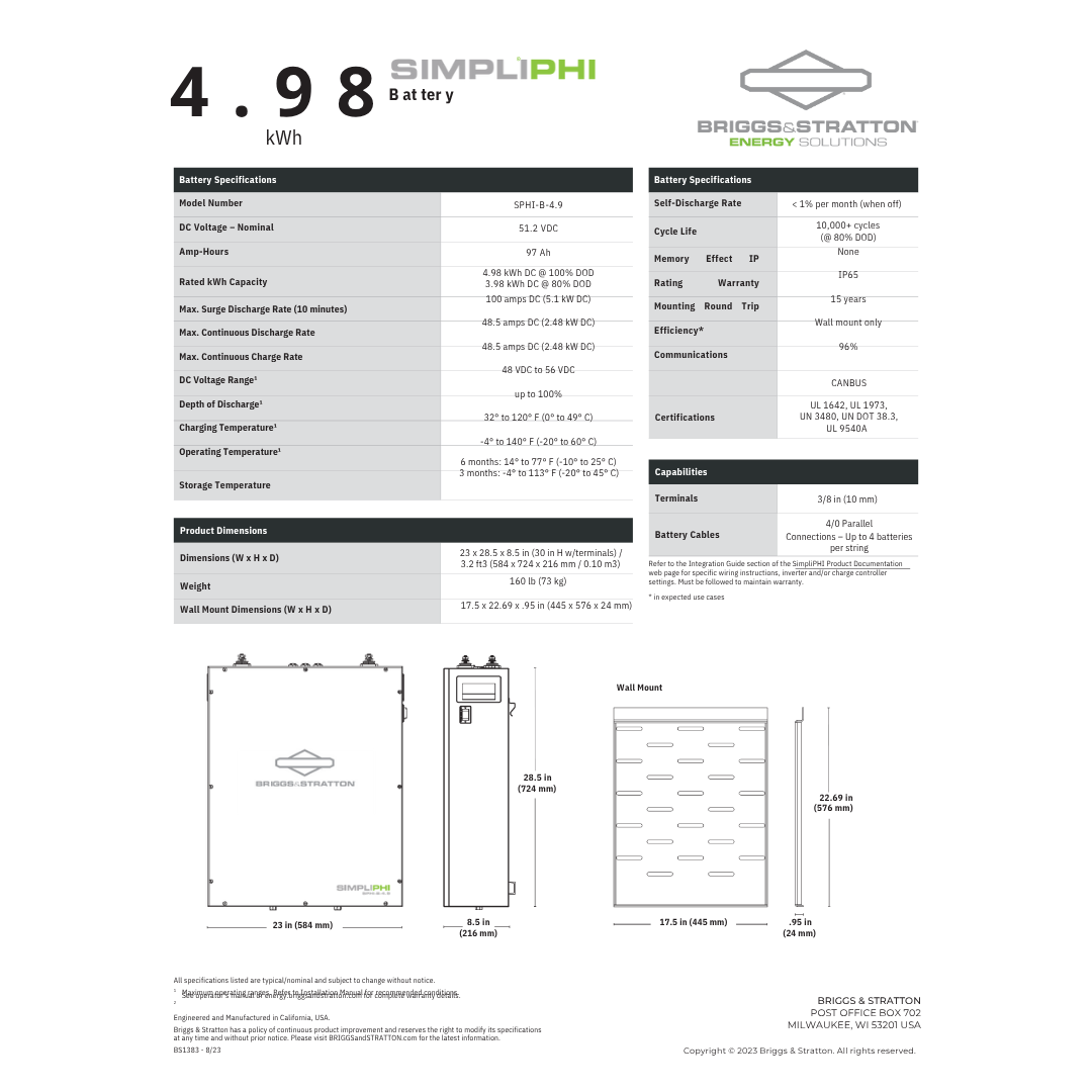 SPHI-B-4.9 simpliphi batteries​
