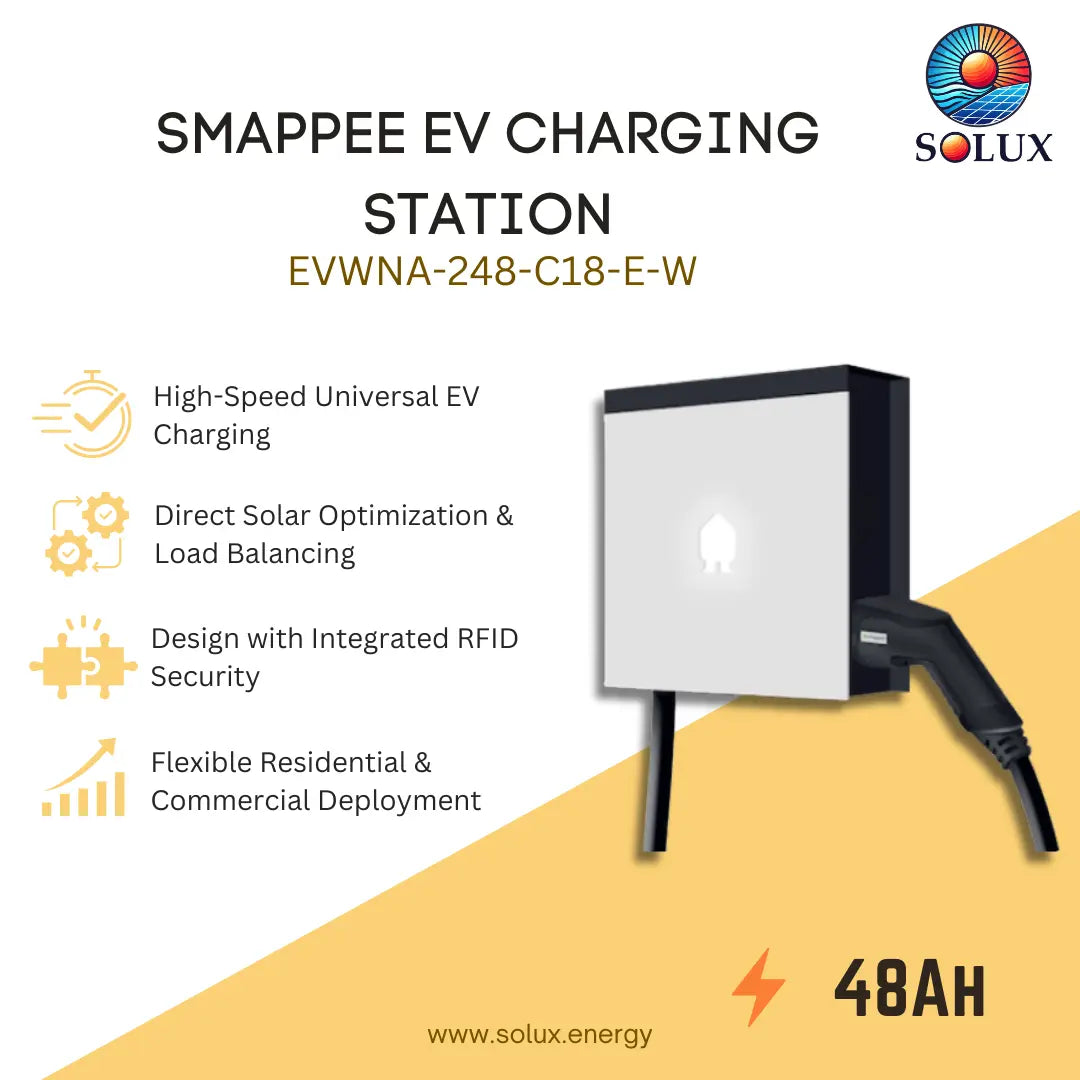 Smappee EVWNA-248-C18-E-W EV Wall Mounted Hardwired Smart Charging Station 48A