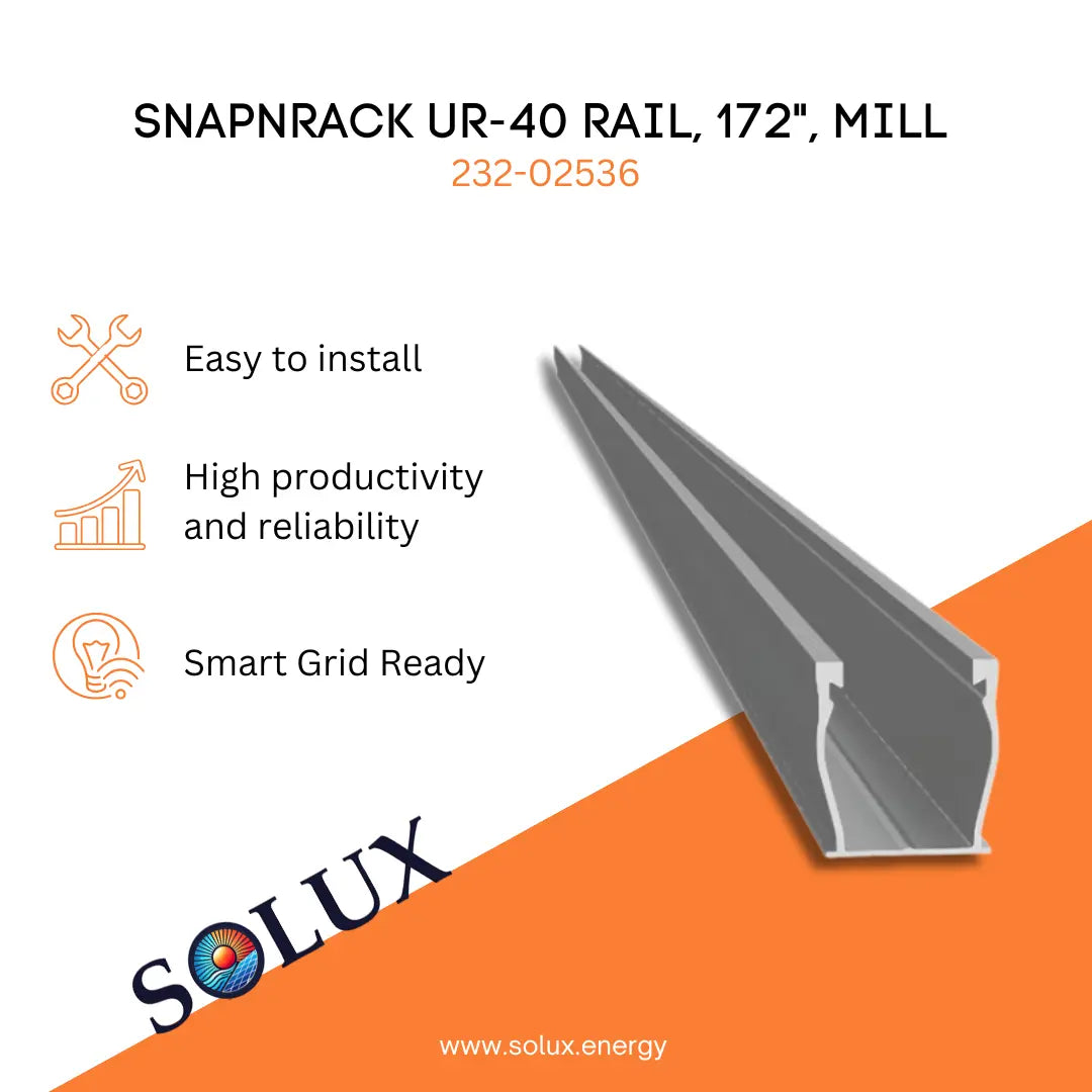 This is an image of SnapNRack UR-40 Rail, 172", Mill (Bundle of 144)