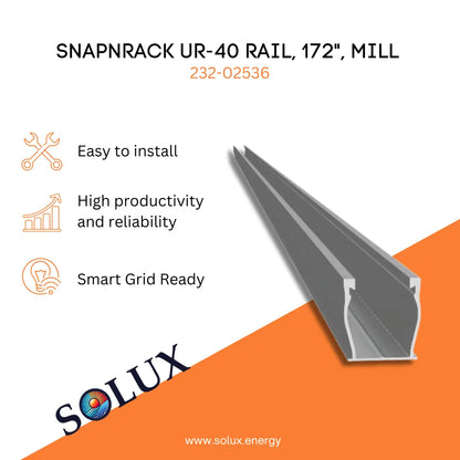 This is an image of SnapNRack UR-40 Rail, 172", Mill (Bundle of 144)