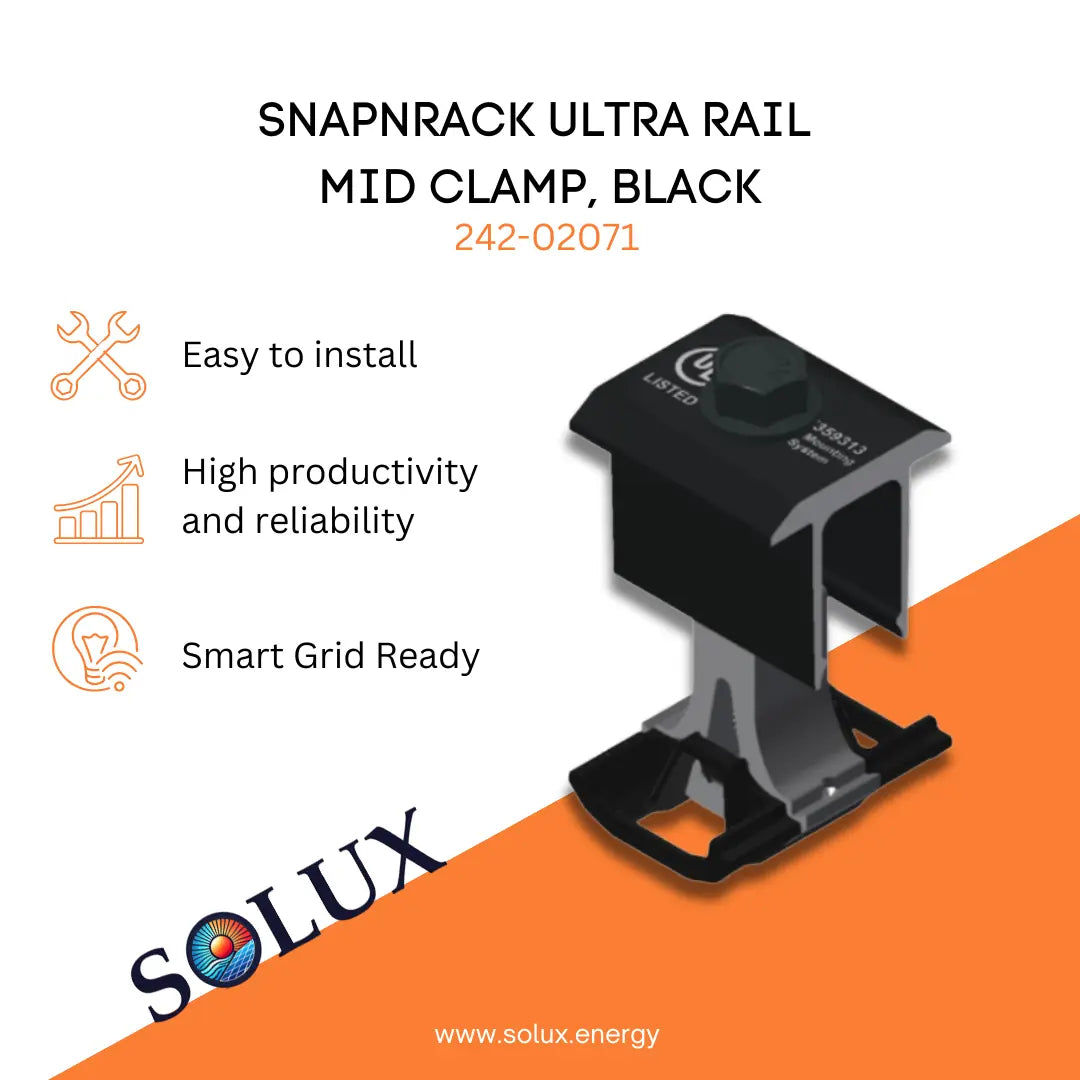 Snap N Rack Racking Snap N Rack Mid Clamp, Ultra Rail Clamp, Black – Solux, LLC